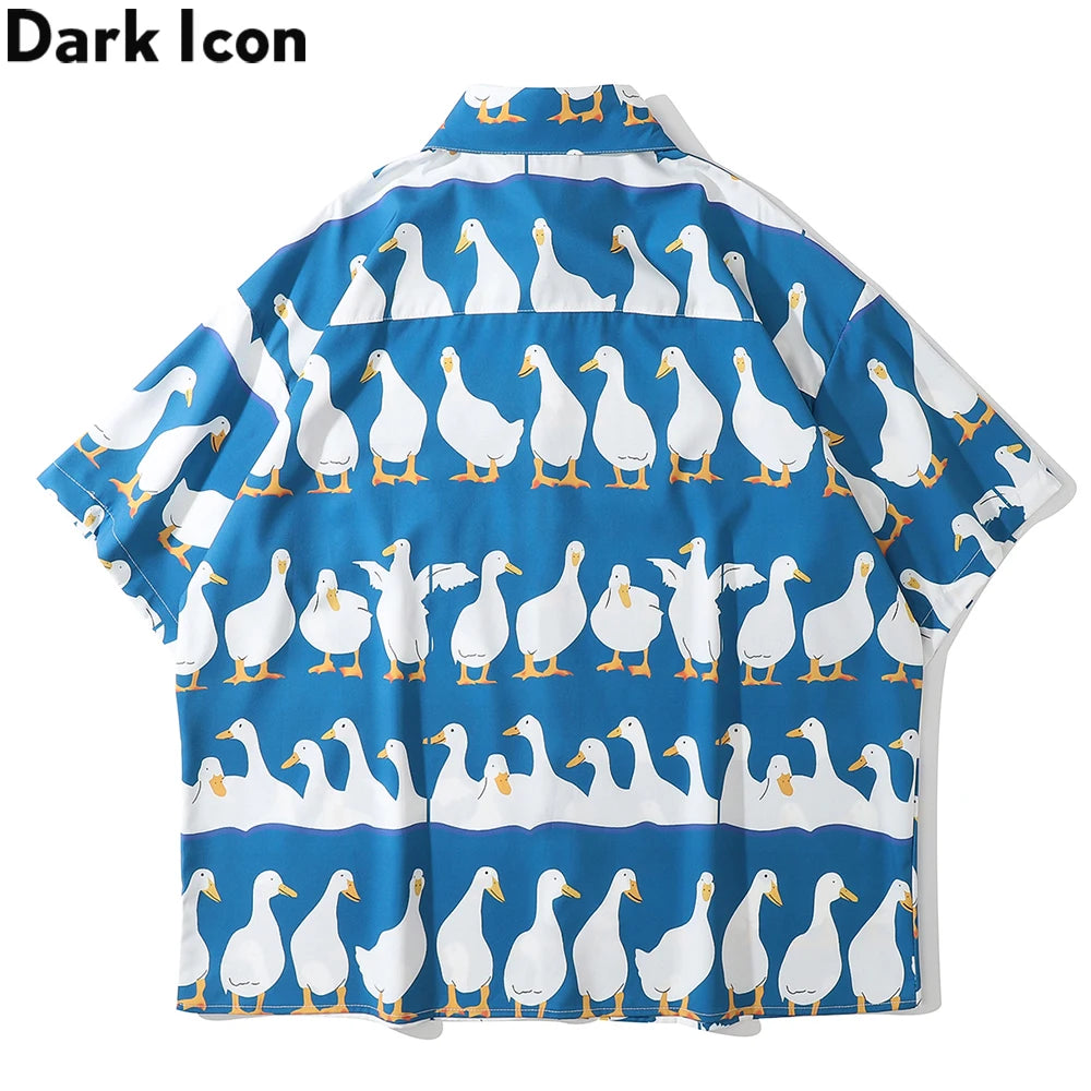 Dark Icon Funny Printed Oversized Men's Shirt 2021 Summer Holiday Hawaiian Shirts Male Top 2 Colors Street King Limited