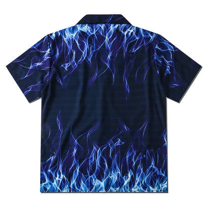 Dark Icon Blue Flame Polo Shirt Men Summer Light Weight Material Hawaiian Shirts Streetwear Men's Shirt Street King Limited