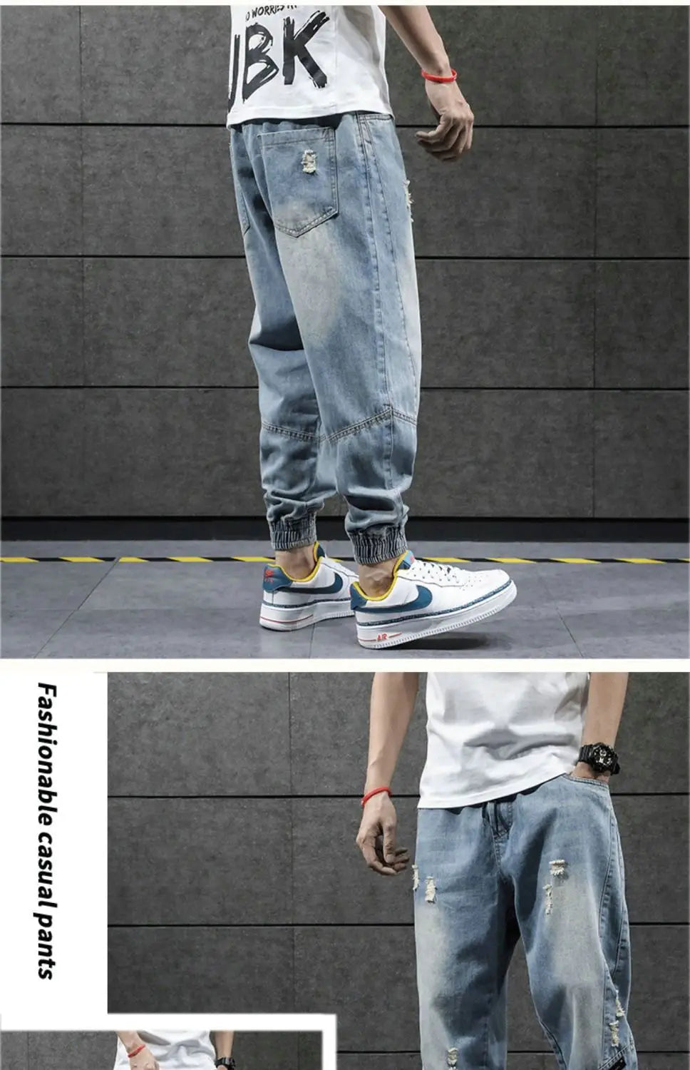2023 new hip hop harem jeans pants men loose joggers denim casual sweatpants korea ankle length trousers streetwear male clothes unique joggers style 2442