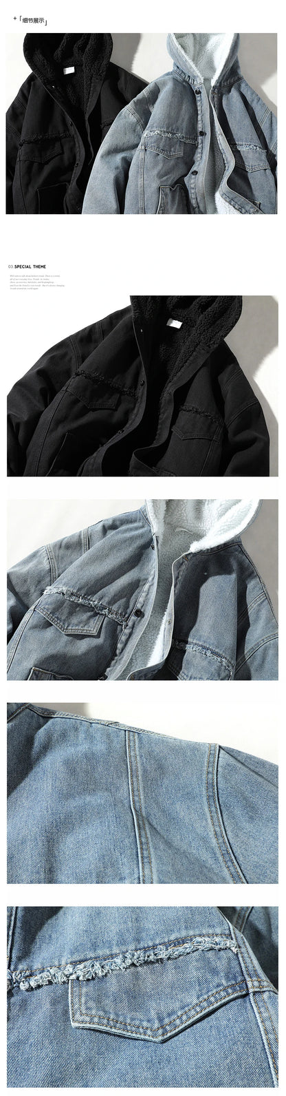 Winter Cowboy Jackets Men Fur Warm Thick Cotton Hooded Parkas Casual Fashion Warm Coats Male Street King Limited