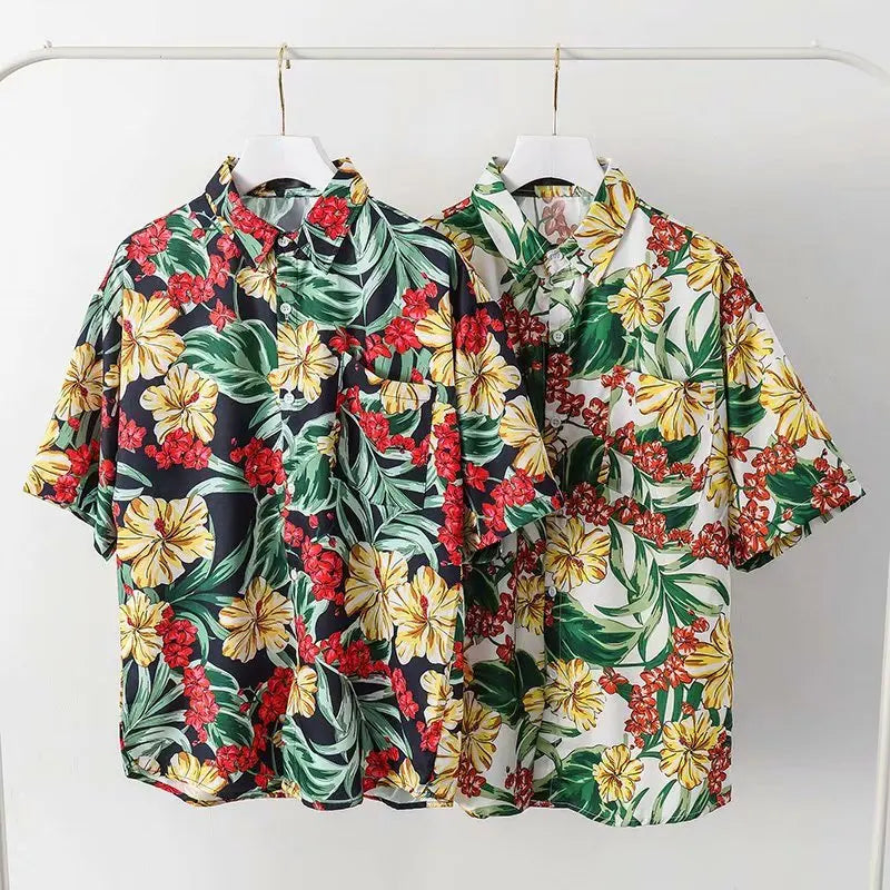 Casual Mens Shirts Fashion Bermuda sandy beach Printed short sleeve Men Shirts Streetwear Jogger Sports undershirt Homme chemise Street King Limited