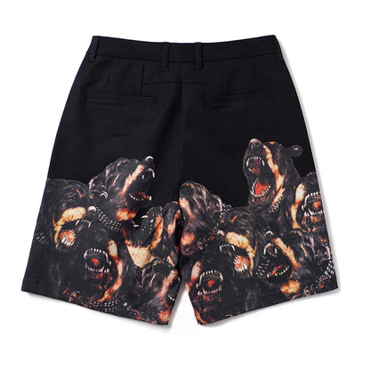 High New 2023 luxury Novelty Men Comfortable Roaring hound Dog Classic Striped Skateboard Street Cotton Casual Shorts #N258 Street King Limited