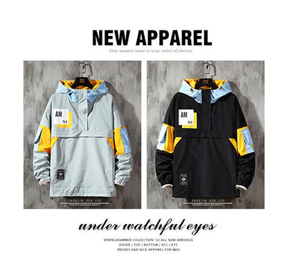 Wetailor Men's Jacket hoodie Fashion Casual Streetwear Hoodie Jacket Men Waterproof Clothes Mens Windbreaker Coat Male Outwear Street King Limited