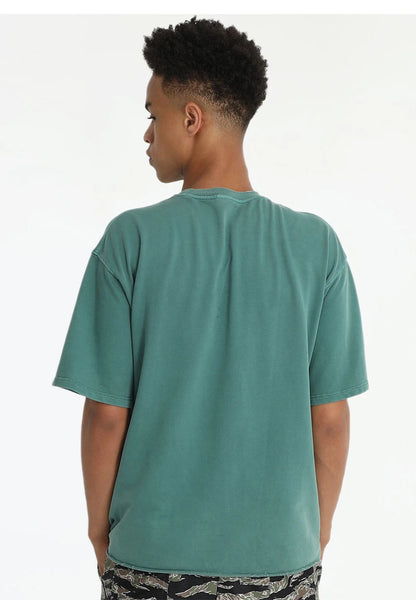 Rainbowtouhes Half sleeve Men High Street Vintage Wash Loose Edge Small Terry Shirt Hip Hop Fashion T-shirt Superior Quality Street King Limited