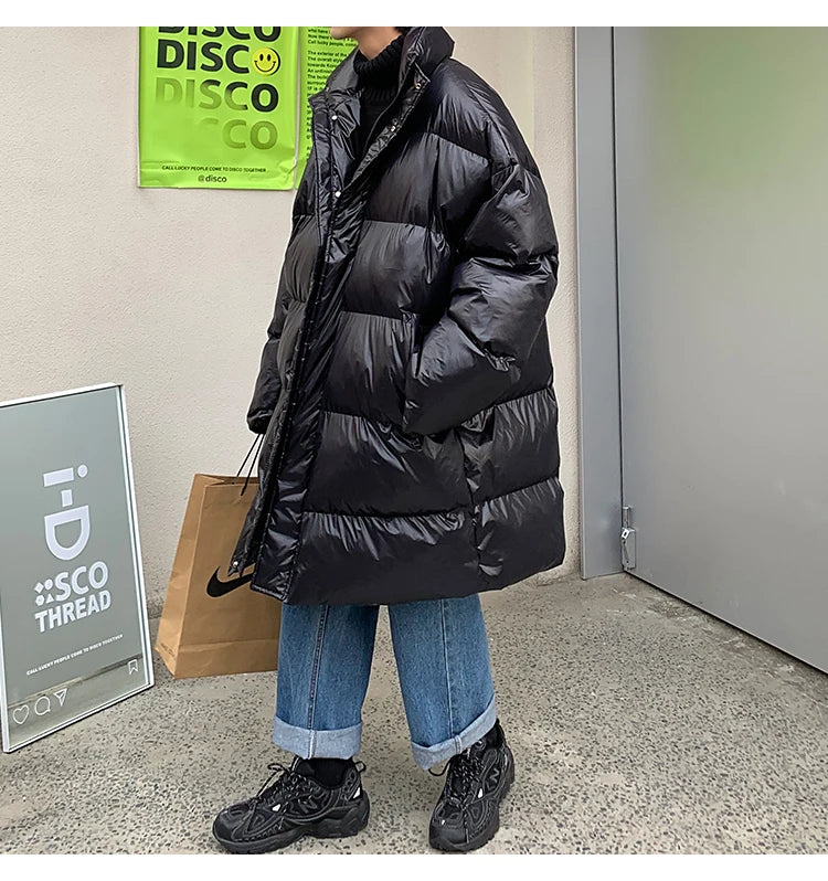 Winter Oversized Down Jacket Men Warm Fashion Casual Long Coat Men Streetwear Korean Loose Thick Jacket Mens Parker Overcoat Street King Limited