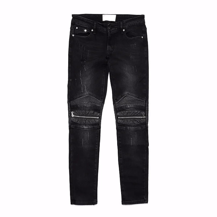 knee zipper hole patckwork skinny denim jeans men casual slim biker trousers jeans fashion streetwear hip hop jean pants joggers unique joggers style 6