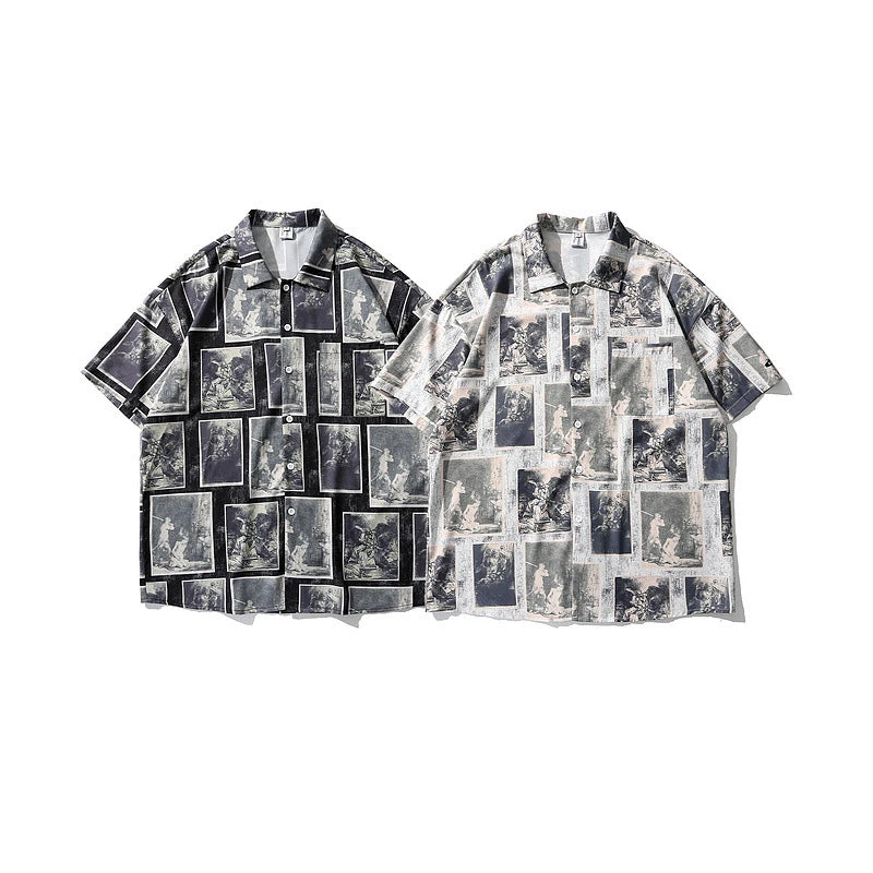 Rainbowtouches Men Shirt Summer Hip Hop Butterfly Pattern Tops Loose Popular Comfortable Cyber CelebrityFancy Good Short Couples Street King Limited