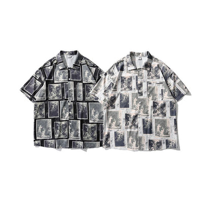 Rainbowtouches Men Shirt Summer Hip Hop Butterfly Pattern Tops Loose Popular Comfortable Cyber CelebrityFancy Good Short Couples Street King Limited