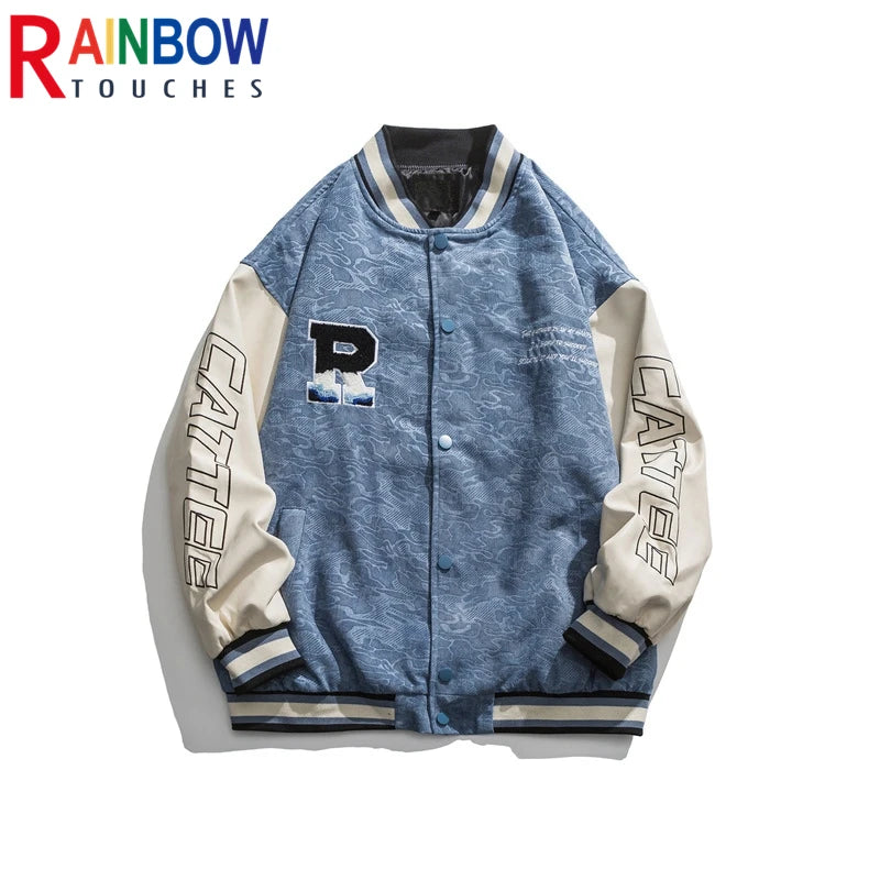 rainbowtouches 2021 new jacket men unisex street jackets letter embroidered baseball uniform hip hop mens superior quality coat clean everyday pants