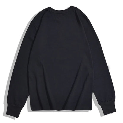 Heavy Long Sleeve T Shirt Men Autumn Winter New Round Neck Plain Color Thick Cotton T-shirt Casual Basic Bottoming Shirt Street King Limited