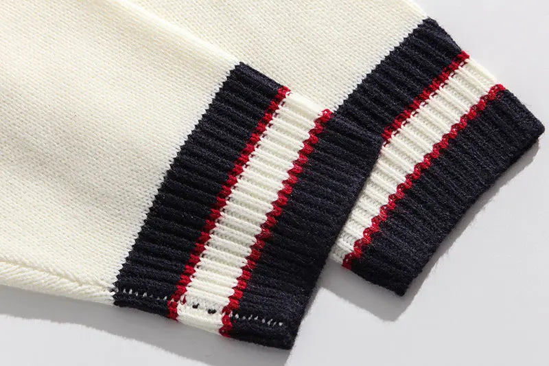 GONTHWID Bear Patchwork Striped Knitted Jumpers Sweaters Streetwear Hip Hop Harajuku Casual Pullover knitwear Mens Fashion Tops Street King Limited