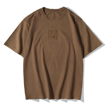 Lyprerazy Chinese Vintage Monkey King Embroidery T Shirt Men Tshirt Men Streetwear T-Shirt Hip Hop 4XL Clothes Brown Cotton Street King Limited
