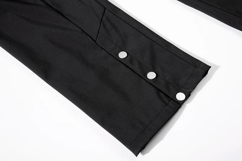 high street multi pocket casual trousers for men and women side breasted drawstring cargo pants harajuku solid loose pants unique cargo style 3131