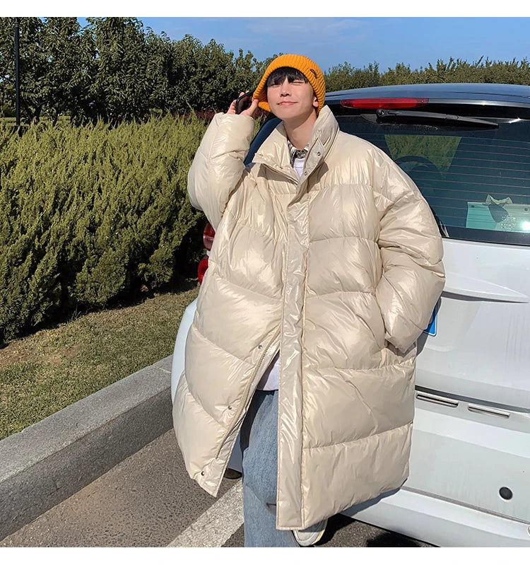 Winter Oversized Down Jacket Men Warm Fashion Casual Long Coat Men Streetwear Korean Loose Thick Jacket Mens Parker Overcoat Street King Limited