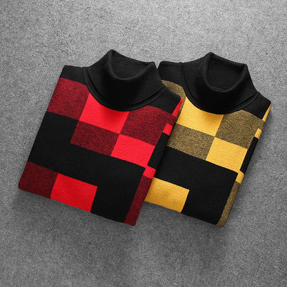 New 2021 Men Luxury Winter gentleman color block Plaid Knit Casual Sweaters pullover Asian Size High quality Drake #010 Street King Limited