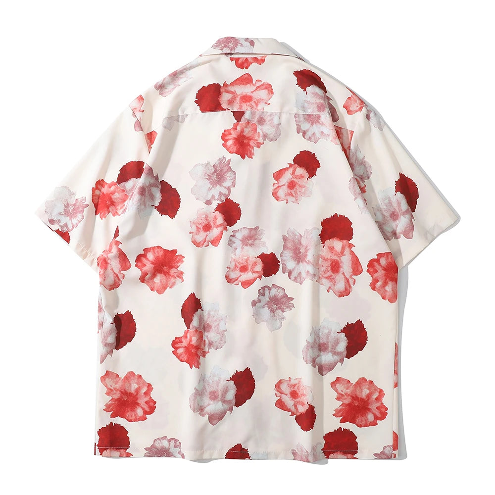 Dark Icon Floral Hawaiian Shirt Men Tur-down Collar Men's Polo Shirt Black White Street King Limited