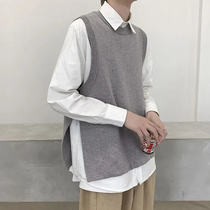 Autumn Sweater Vest Men's Fashion Retro Casual Knitted Pullover Men Slim Fit Korean Knitting Sweaters Mens Jumper Clothes M-3XL Street King Limited