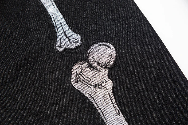 retro skull hand bone embroidery washed mens jeans pants vibe style straight casual oversize denin trousers streetwear unique jeans style 9