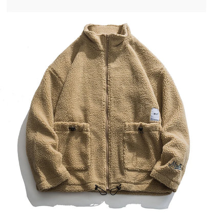 rainbowtouches winter lamb wool cotton clothes couple neutral stand collar high street tide brand embroidered cotton clothes unique default style 4435