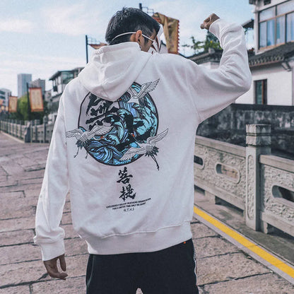 Japanese Chinese Style Hoodies Streetwear Sweatshirt Hooded Hip Hop Evil Devil Printed Hoodie Gothic Kpop Men Autumn Tops Male Street King Limited