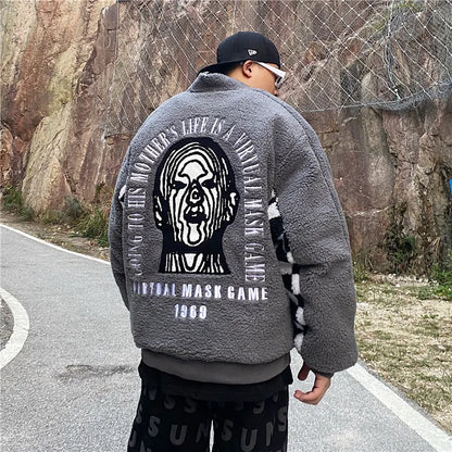 men hip hop harajuku letter embroidery fleece jackets and coats new outerwears winter warm thick streetwear bomber jacket parkas unique default style 5028
