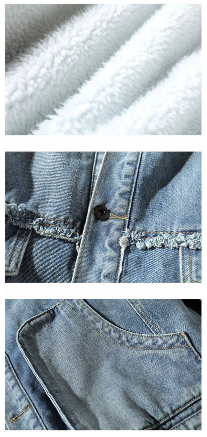 Winter Cowboy Jackets Men Fur Warm Thick Cotton Hooded Parkas Casual Fashion Warm Coats Male Street King Limited