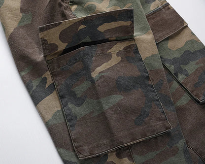 2023 camouflage micro flare pants fashionable streetwear camo cargo pants for male slim fit trousers women baggy casual clothes unique cargo style 2654
