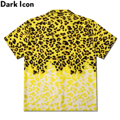 Dark Icon Yellow Leopard Hawaiian Shirt Men Vintage Street Polo Shirt Man Man Blouse Street King Limited