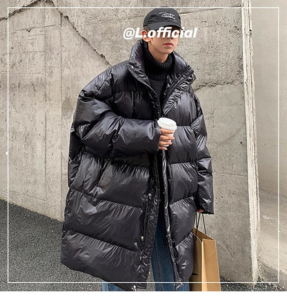 Winter Oversized Down Jacket Men Warm Fashion Casual Long Coat Men Streetwear Korean Loose Thick Jacket Mens Parker Overcoat Street King Limited