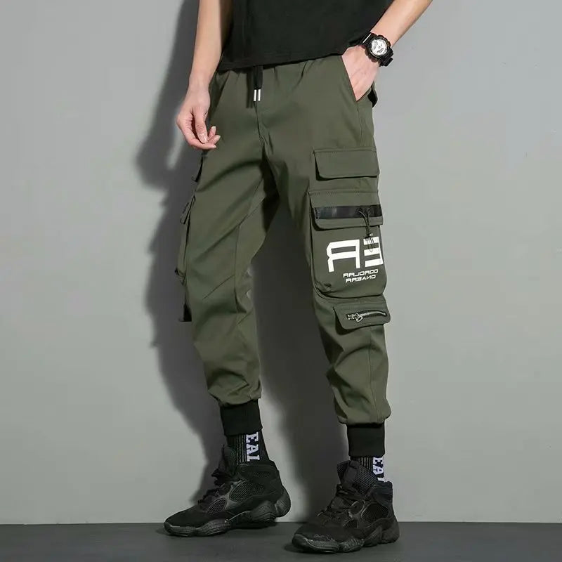 men hip hop black cargo pants joggers sweatpants overalls men ribbons streetwear harem pants women fashions trousers unique joggers style 2526