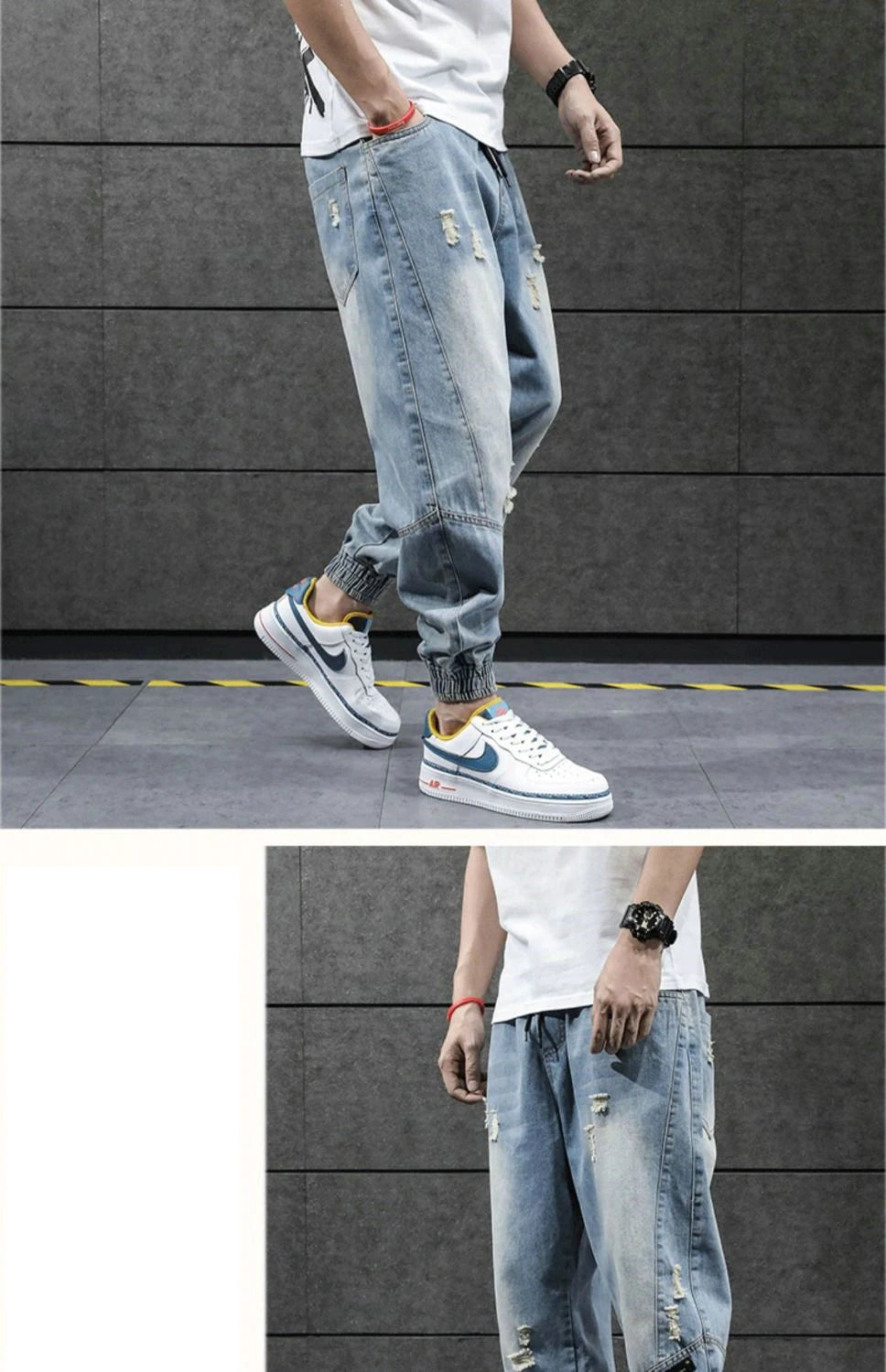 2023 new hip hop harem jeans pants men loose joggers denim casual sweatpants korea ankle length trousers streetwear male clothes unique joggers style 2440