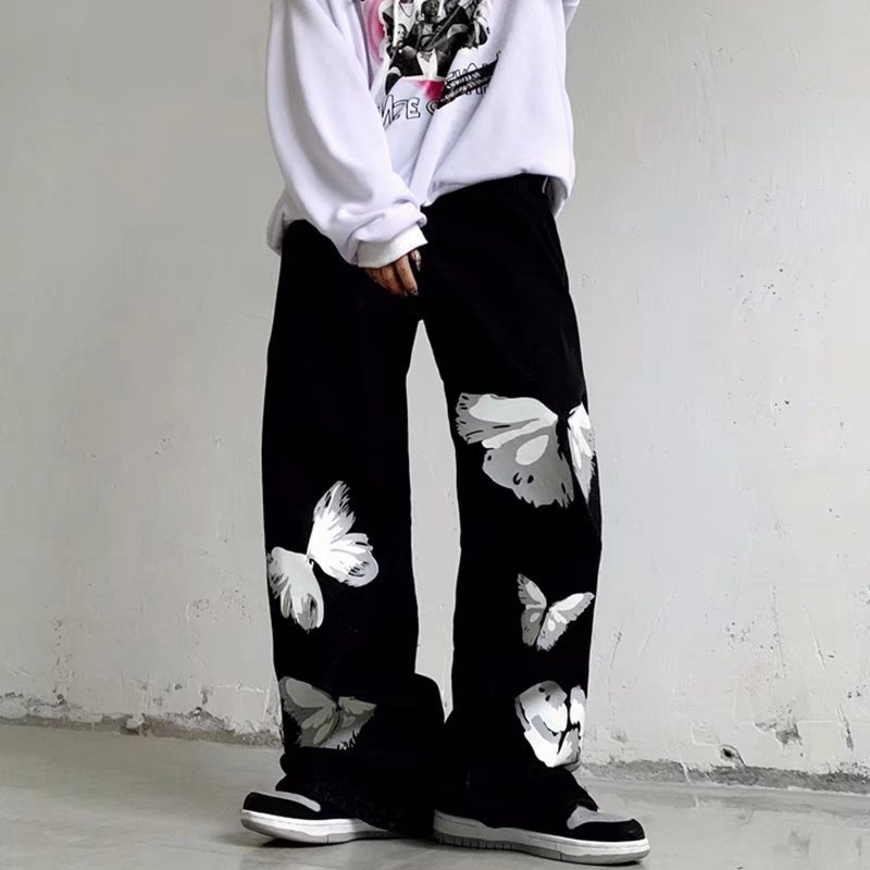 "Red Butterfly" Unisex Men Women Streetwear Graphic Pants Daulet Apparel