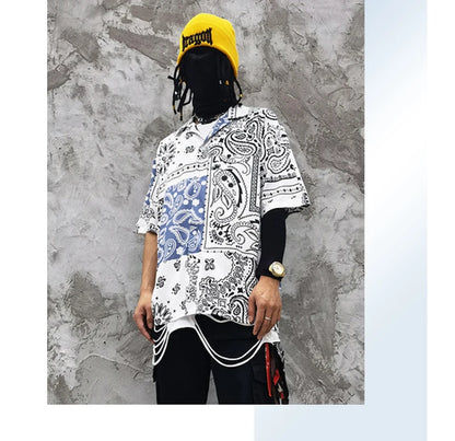 Rainbowtouches Men Shirt Summer Hip Hop Butterfly Pattern Tops Loose Popular Comfortable Cyber CelebrityFancy Good Short Couples Street King Limited