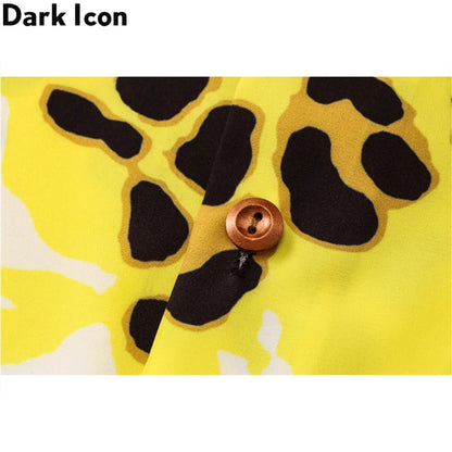 Dark Icon Yellow Leopard Hawaiian Shirt Men Vintage Street Polo Shirt Man Man Blouse Street King Limited