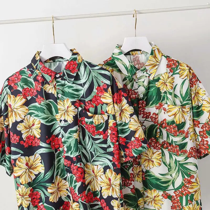 Casual Mens Shirts Fashion Bermuda sandy beach Printed short sleeve Men Shirts Streetwear Jogger Sports undershirt Homme chemise Street King Limited