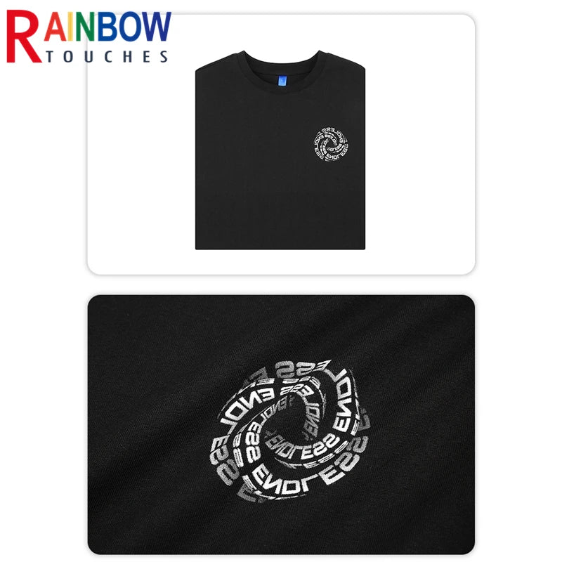 Rainbowtouhes 2022 New Half Sleeve Cotton Unisex Trendy T-shirt Men High Street Fashion Hip Hop Style Circle Pattern T Shirts Street King Limited