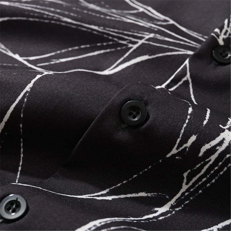Rainbowtouches Men Retro Spider Web Printing Shirts Hip Hop Street Wear Comfortable Polyester Fashion Unisex Fancy Goods Prints Street King Limited