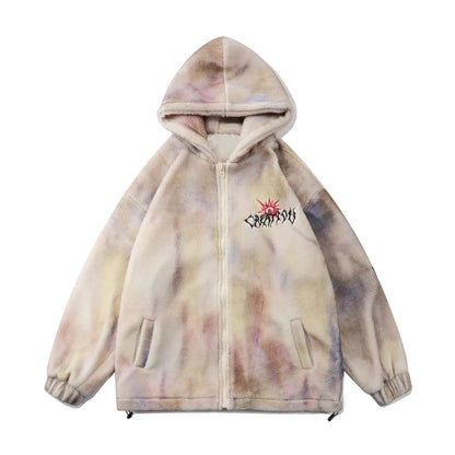 mens hip hop cats harajuku printed fleece jackets coats hairy zipper oversize hoodies outerwears warm thick streetwear parkas unique default style 4892