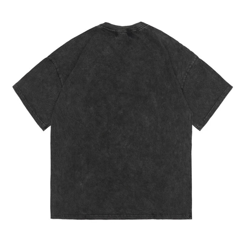 Rainbowtouhes 2022 New High Street Fashion Hip Hop Trend Short Sleeve Skeleton Graphic T-shirt Oversized Retro Wash Casual Top Street King Limited