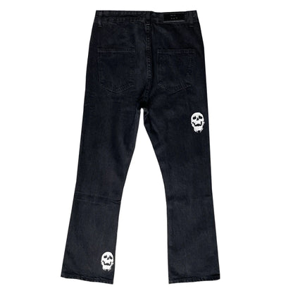 fashion skull printed denim jeans mens destoryed holes zipper flare jeans hip hop streetwear summer casual joggers jeans pants unique joggers style 2774