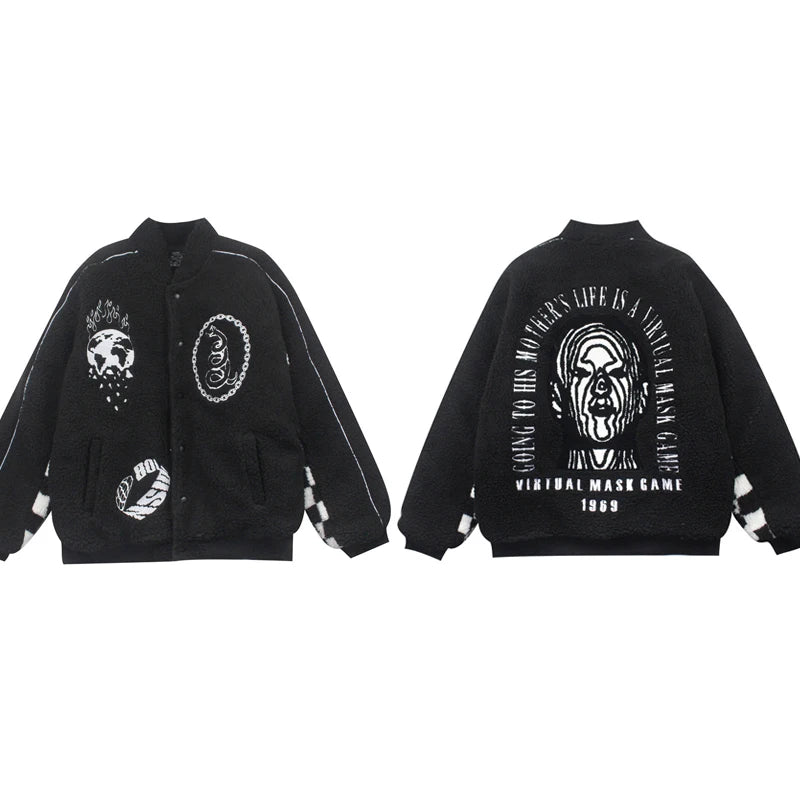men hip hop harajuku letter embroidery fleece jackets and coats new outerwears winter warm thick streetwear bomber jacket parkas unique default style 5022