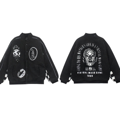men hip hop harajuku letter embroidery fleece jackets and coats new outerwears winter warm thick streetwear bomber jacket parkas unique default style 5022