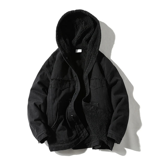 Winter Cowboy Jackets Men Fur Warm Thick Cotton Hooded Parkas Casual Fashion Warm Coats Male Street King Limited