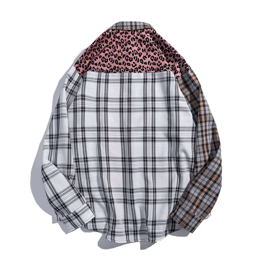 "Leopard Plaid" Unisex Men Women Streetwear Graphic Shirt Daulet Apparel