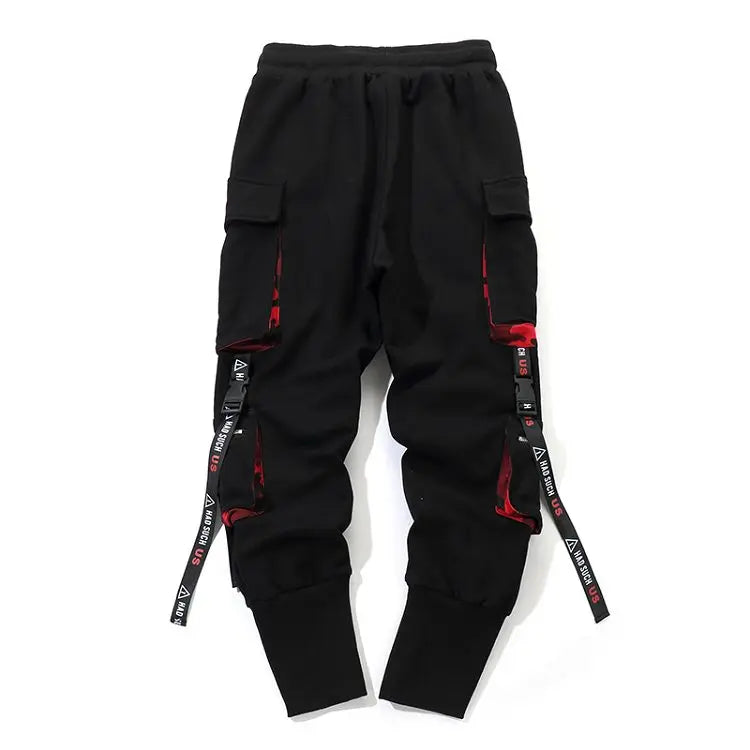 men hip hop black cargo pants joggers sweatpants overalls men ribbons streetwear harem pants women fashions trousers unique joggers style 2511