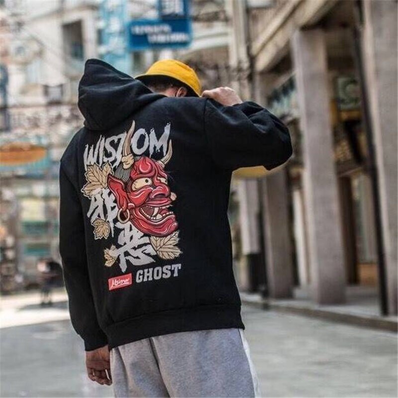 Fashion Harajuku Hoodie Sweatshirt Mens Casual Black Hip Hop Japan Print Hoodie Streetwear Clothing Top Coat Male Winter Hoodies Daulet Apparel