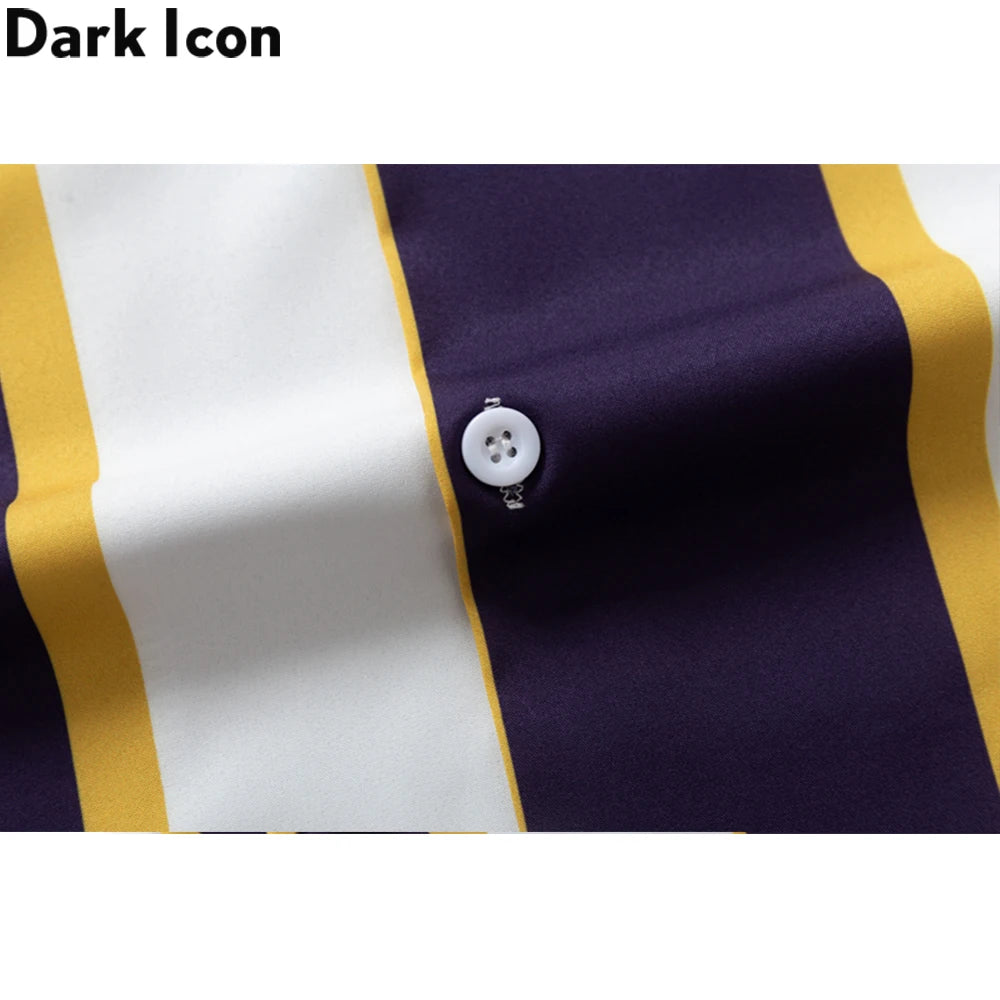 Dark Icon Big Stripe Hawaiian Shirt Men Summer Vintage Street Men's Shirt Short Sleeve Male Blouse Street King Limited