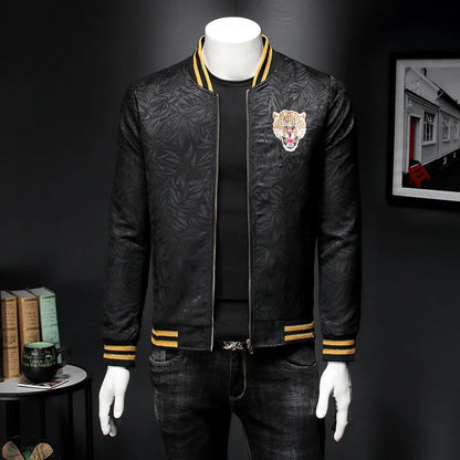 new men luxury rib sleeve embroidered flowers leopard striped couple baseball coats jackets abstract digital coat motor n244 unique default style 1691