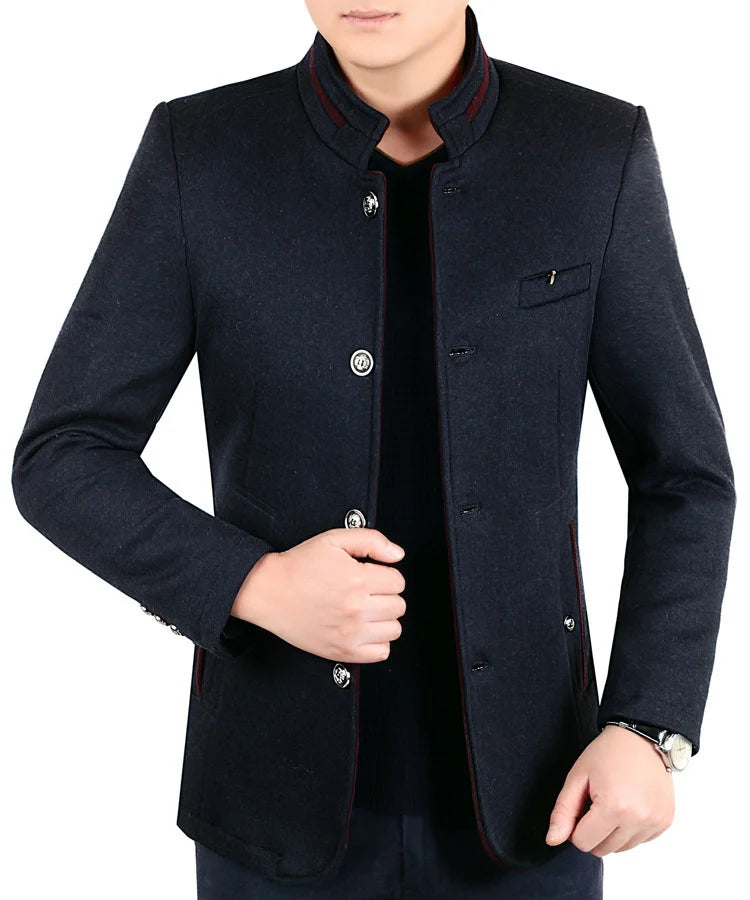 Autumn Winter Wool Coat Men Leisure Long Woolen Coats Men's Pure Color Business Casual Fashion Jackets Men Wool Overcoat Outwear Street King Limited