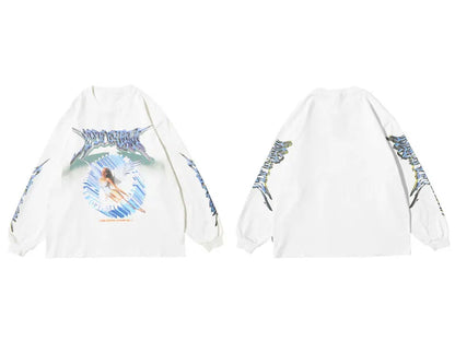 GONTHWID Creative 3D Angel Print Long Sleeve Tees Shirts Streetwear Hip Hop Hipster Casual Loose Tshirts Men Fashion Tops Street King Limited